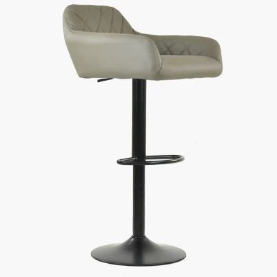Sirius Bar Stool Taupe Leather & Black Base