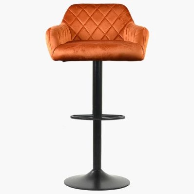 Sirius Bar Stool Burnt Orange Velvet & Black Base