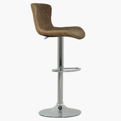 Sitch Bar Stool Antique Brown Leather & Chrome Base
