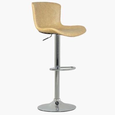 Sitch Bar Stool Cream Leather & Chrome Base