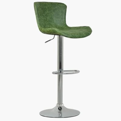 Sitch Bar Stool Vintage Green Leather & Chrome Base