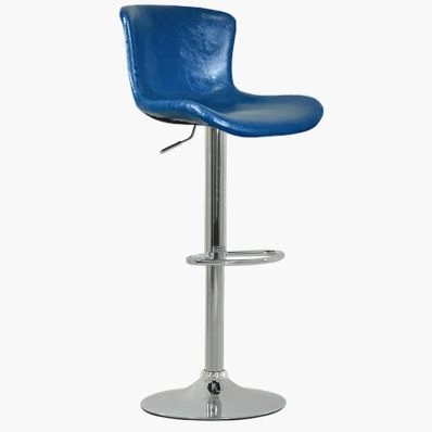Sitch Bar Stool Blue Leather & Chrome Base