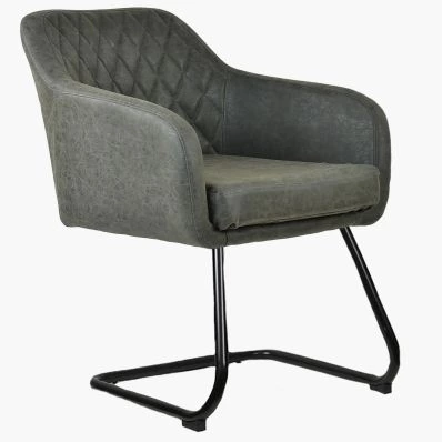 Scorch Office Chair Vintage Grey Faux Leather & Black Base