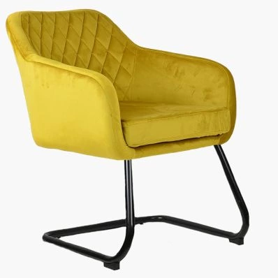 Scorch Office Chair Mustard Velvet & Black Base