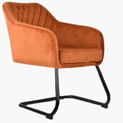 Scorch Office Chair Burnt Orange Velvet & Black Base