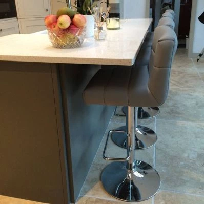 Skye Bar Stool Grey Leather & Chrome Base