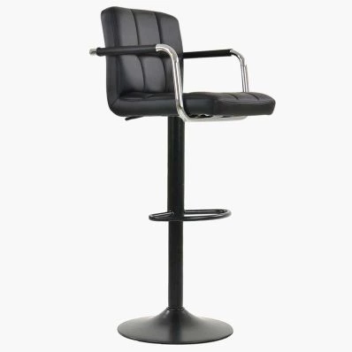 Spruce Bar Stool Black Leather & Black Base