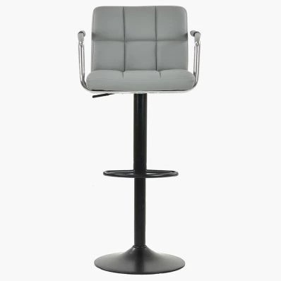 Spruce Bar Stool Grey Leather & Black Base