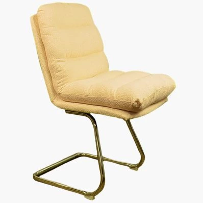 Flame Office Chair Cream Boucle Fabric & Chrome Base