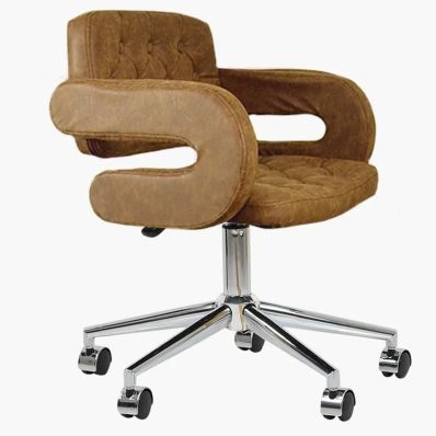 Stanford Office Chair Antique Brown Faux Leather & Chrome