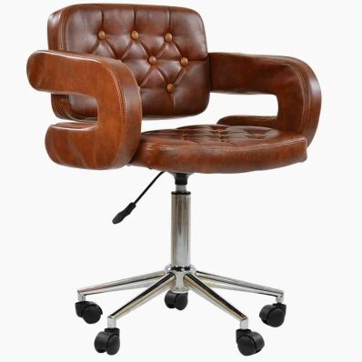 Stanford Office Chair Vintage Brown Faux Leather & Chrome
