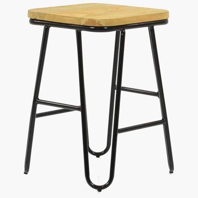 Strand Bar Stool Wood Wood & Black Leg