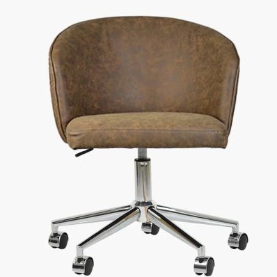 Surf Office Chair Antique Brown Faux Leather & Chrome Base