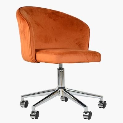 Surf Office Chair Burnt Orange Velvet & Chrome Base