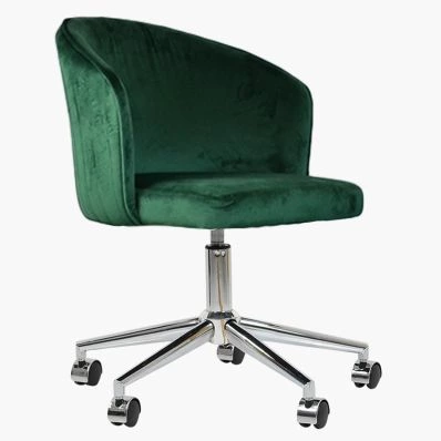 Surf Office Chair Green Velvet & Chrome Base