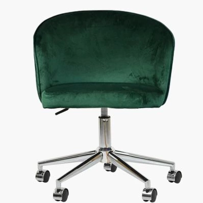 Surf Office Chair Green Velvet & Chrome Base