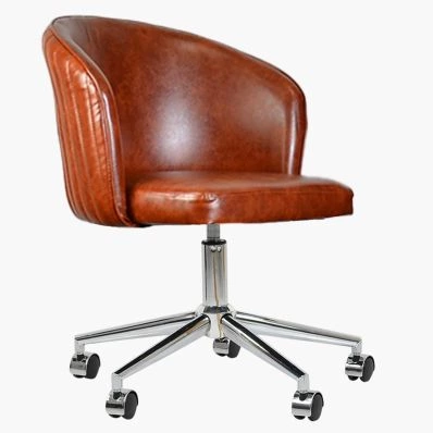 Surf Office Chair Vintage Brown Faux Leather & Chrome Base