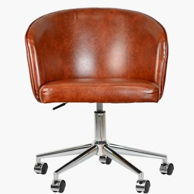 Surf Office Chair Vintage Brown Faux Leather & Chrome Base