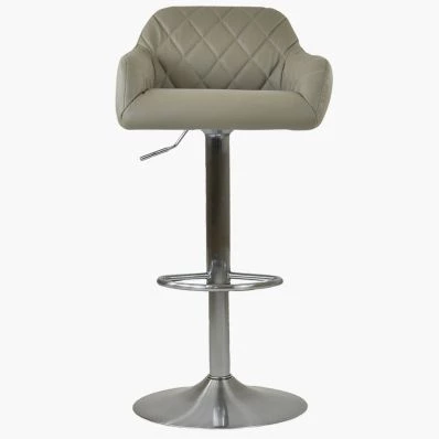 Swallow Bar Stool Taupe Leather & Brushed Steel Base