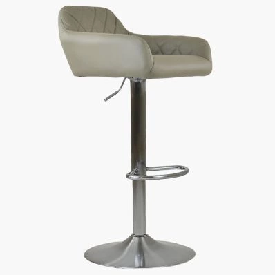 Swallow Bar Stool Taupe Leather & Brushed Steel Base