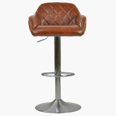 Swallow Bar Stool Tan Brown Leather & Brushed Steel Base