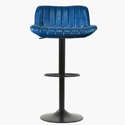 Sydney Bar Stool Blue Leather & Black Base