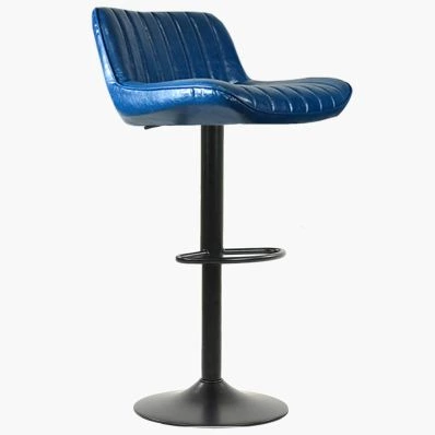 Sydney Bar Stool Blue Leather & Black Base