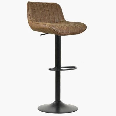 Sydney Bar Stool Antique Brown Leather & Black Base