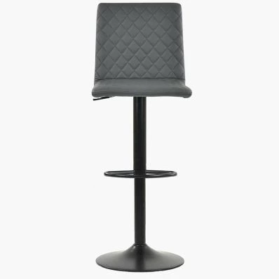 Titan Bar Stool Dark Grey Leather & Black Base