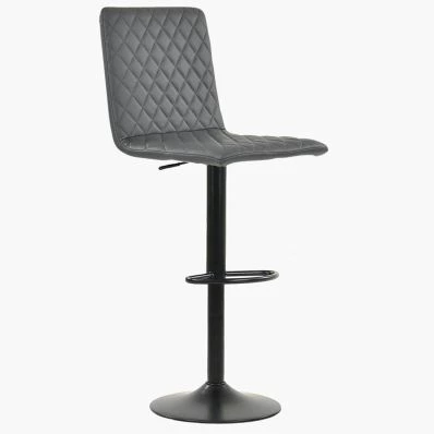 Titan Bar Stool Dark Grey Leather & Black Base