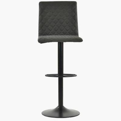 Titan Bar Stool Aged Slate Aged Slate Grey Leather & Black Base