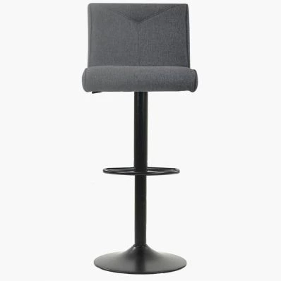 Tokyo Bar Stool Grey Fabric & Black Base