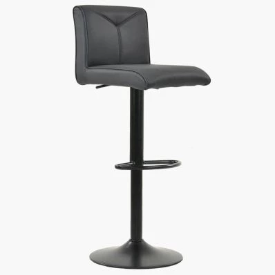 Tokyo Bar Stool Dark Grey Leather & Black Base