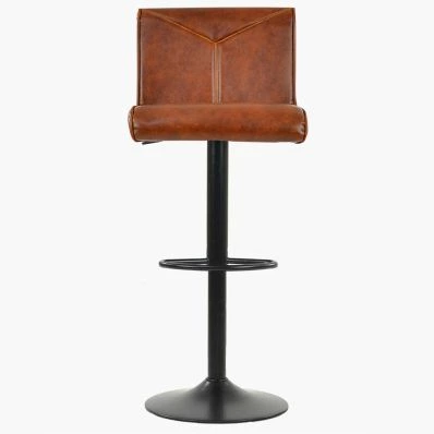 Tokyo Bar Stool Tan Brown Leather & Black Base
