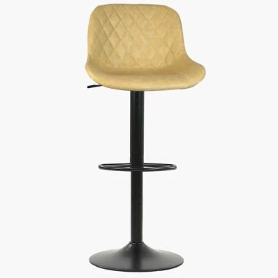 Torek Bar Stool Beige Cream Leather & Black Base