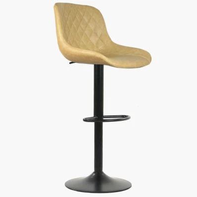 Torek Bar Stool Cream Leather & Black Base