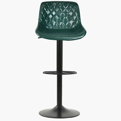 Torek Bar Stool Forest Green Leather & Black Base