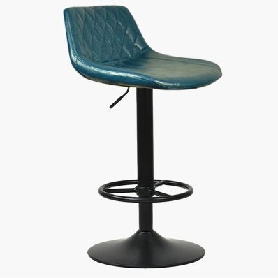 Toronto Bar Stool Blue Leather & Black Base