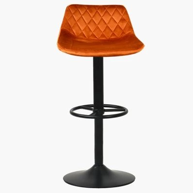 Toronto Bar Stool Burnt Orange Velvet & Black Base