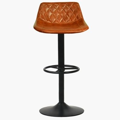 Toronto Bar Stool Vintage Tan Brown Leather & Black Base