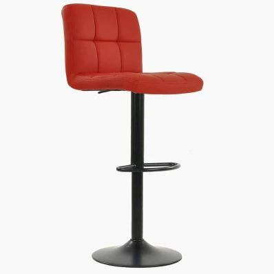 Troy Bar Stool Red Leather & Black Base