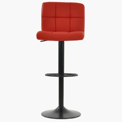 Troy Bar Stool Red Leather & Black Base