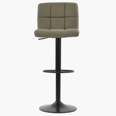 Troy Bar Stool Taupe Leather & Black Base