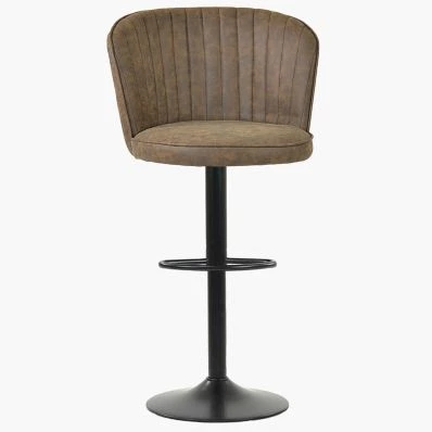 Tribeca Bar Stool Aged Brown Leather & Black Base
