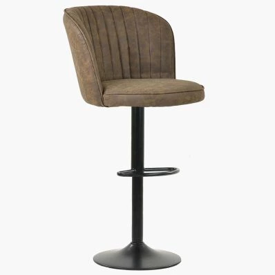 Tribeca Bar Stool Antique Brown Leather & Black Base