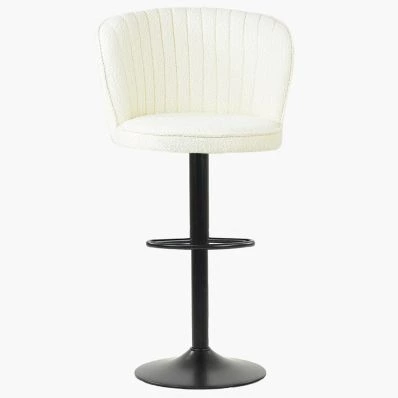 Tribeca Bar Stool Cream Boucle Fabric & Black Base