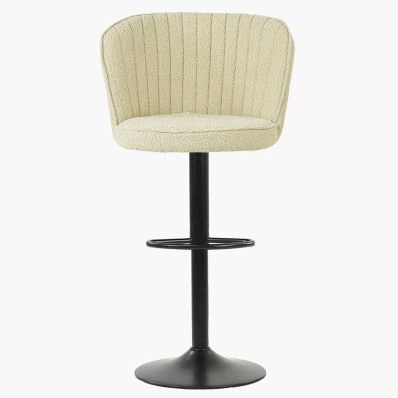 Tribeca Bar Stool Mink Boucle Fabric & Black Base