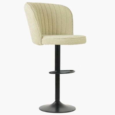 Tribeca Bar Stool Mink Boucle Fabric & Black Base
