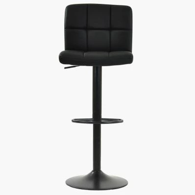 Troy Bar Stool Black Leather & Black Base