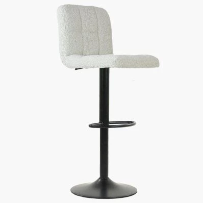 Troy Bar Stool Cream Boucle Fabric & Black Base